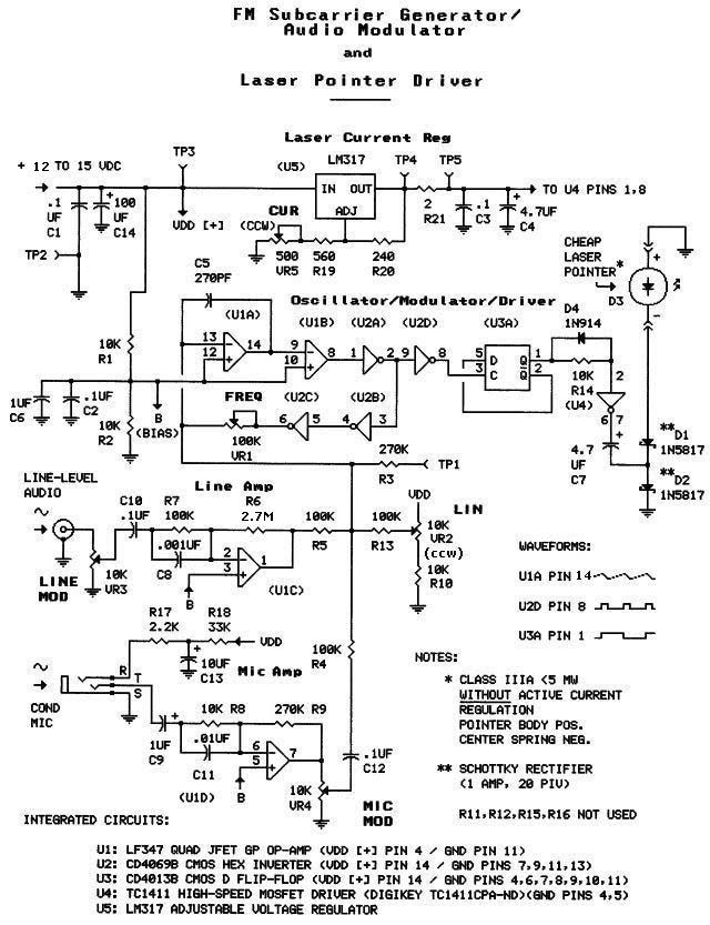 laser pointer audio modulator laser beam detector demodulatorAudio Frequency Light Modulator Circuit Schematic #16