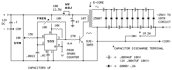 spark transmitter high-voltage power supply circuit